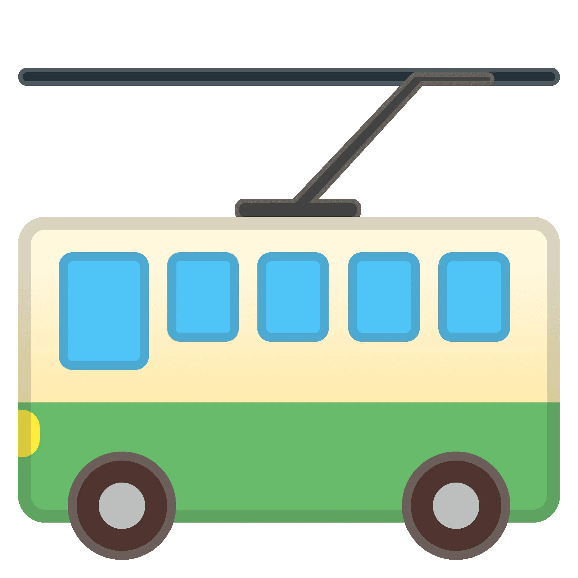 trolleybus emoji-style icon, cute cartoon design, free png